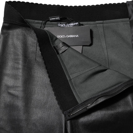 Dolce & Gabbana Black Leather Elastic Waist Pants