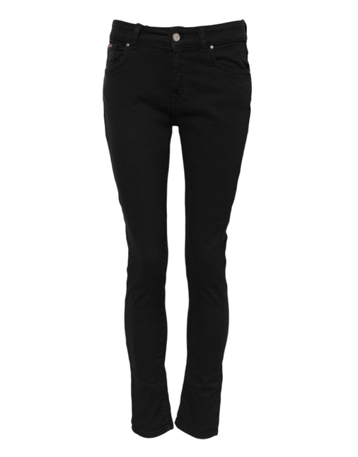 Dolce & Gabbana Black Cotton Logo Skinny Mid Waist Denim Jeans Dolce & Gabbana