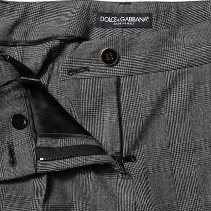 Dolce & Gabbana Gray Checkered High Waist Flared Pants