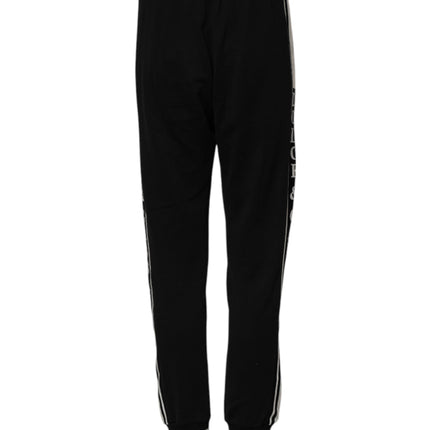 Dolce & Gabbana Black Cotton Jogger Logo Waist Pants