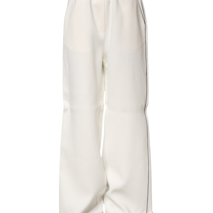 Dolce & Gabbana White Viscose Wide Leg Pull On Pants