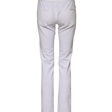 Dolce & Gabbana White Floral Embroidery GIRLY Denim Jeans