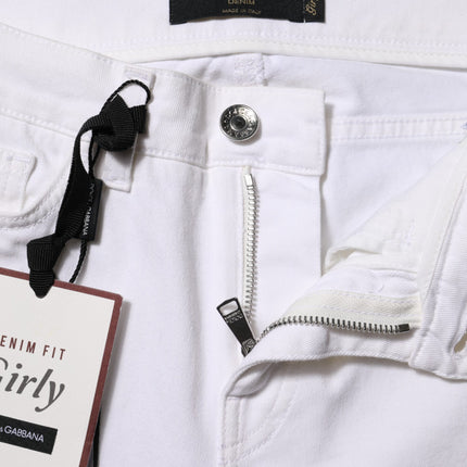 Dolce & Gabbana White Floral Embroidery GIRLY Denim Jeans