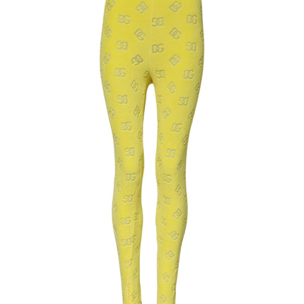Dolce & Gabbana Yellow Logo Slim Fit Leggings Pants