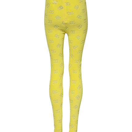 Dolce & Gabbana Yellow Logo Slim Fit Leggings Pants
