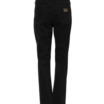 Dolce & Gabbana Black Boyfriend Cotton Flared Denim Jeans