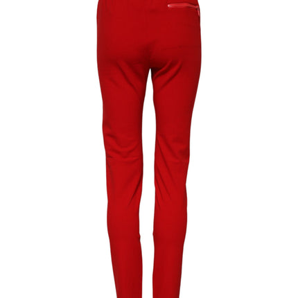 Dolce & Gabbana Red Mid Waist Slim Fit Pants