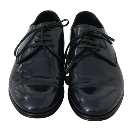 Dolce & Gabbana Blue Leather Dress Derby Formal Mens Shoes
