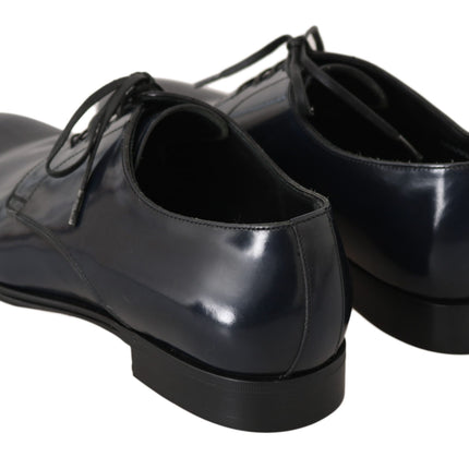 Dolce & Gabbana Blue Leather Dress Derby Formal Mens Shoes