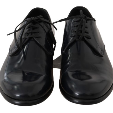 Dolce & Gabbana Blue Leather Polished Dress Derby Shoes