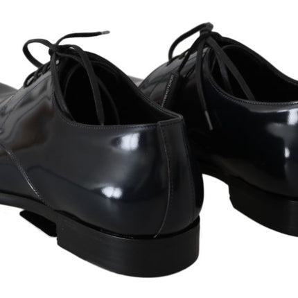 Dolce & Gabbana Blue Leather Polished Dress Derby Shoes