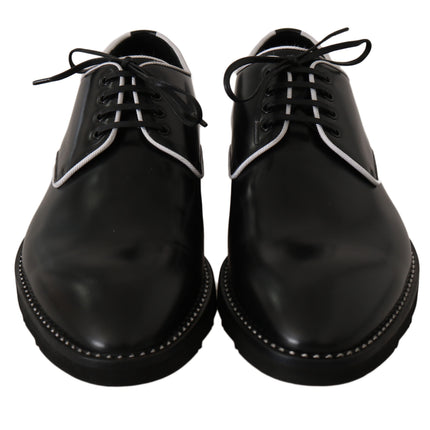 Dolce & Gabbana Black Leather White Line Dress Derby Shoes
