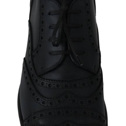 Dolce & Gabbana Dark Blue Leather Wingtip Oxford Dress Shoes