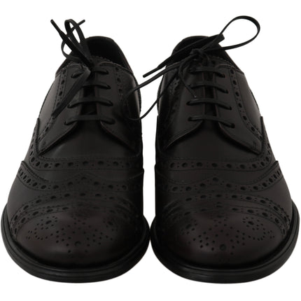 Dolce & Gabbana Black Leather Wingtip Oxford Dress  Shoes