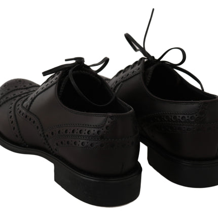 Dolce & Gabbana Black Leather Wingtip Oxford Dress  Shoes