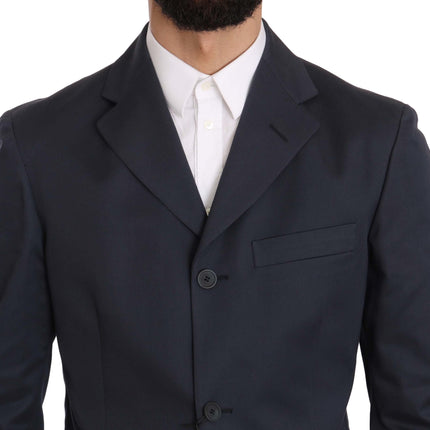 Romeo Gigli Two Piece 3 Button Cotton Blue Solid Suit