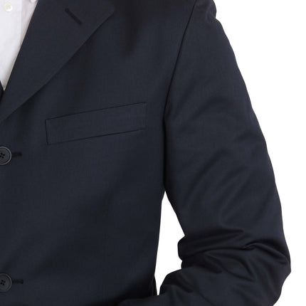 Romeo Gigli Two Piece 3 Button Cotton Blue Solid Suit