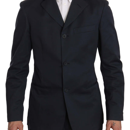 Romeo Gigli Two Piece 3 Button Cotton Blue Solid Suit