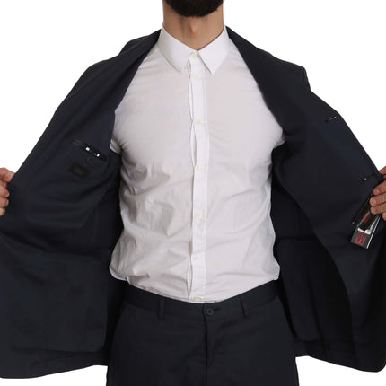 Romeo Gigli Two Piece 3 Button Cotton Blue Solid Suit