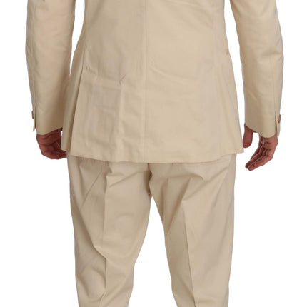 Romeo Gigli Two Piece 3 Button Beige Cotton Solid Suit