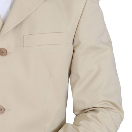 Romeo Gigli Two Piece 3 Button Beige Cotton Solid Suit