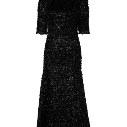 Dolce & Gabbana Metallic Black Polyester A-line Midi Dress