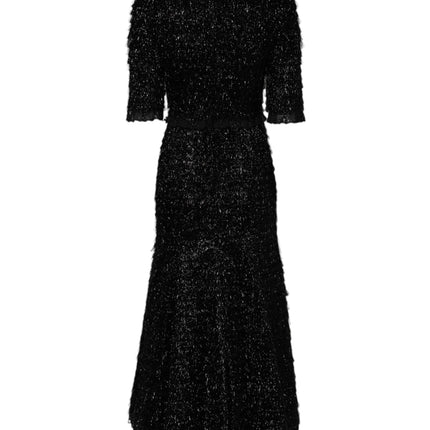 Dolce & Gabbana Metallic Black Polyester A-line Midi Dress