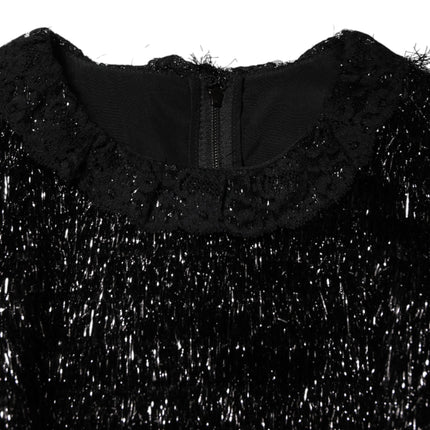 Dolce & Gabbana Metallic Black Polyester A-line Midi Dress