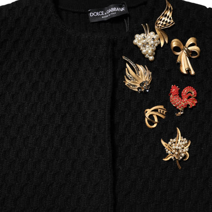 Dolce & Gabbana Black Cashmere Quilted Embellished Jacket