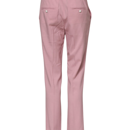 Dolce & Gabbana Pink Wool Mid Waist Tapered Pants