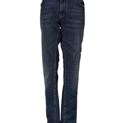 Dolce & Gabbana Blue Cotton Mid Waisted Straight Denim Jeans