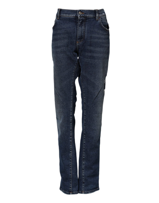 Dolce & Gabbana Blue Cotton Mid Waisted Straight Denim Jeans Dolce & Gabbana