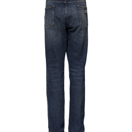 Dolce & Gabbana Blue Cotton Mid Waisted Straight Denim Jeans