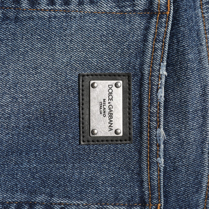 Dolce & Gabbana Blue Cotton Mid Waisted Straight Denim Jeans