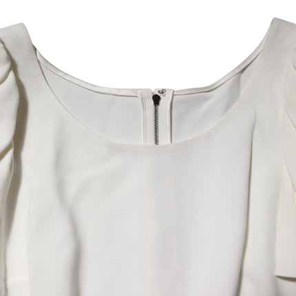 Dolce & Gabbana White Round Neck Short Sleeves Blouse Top