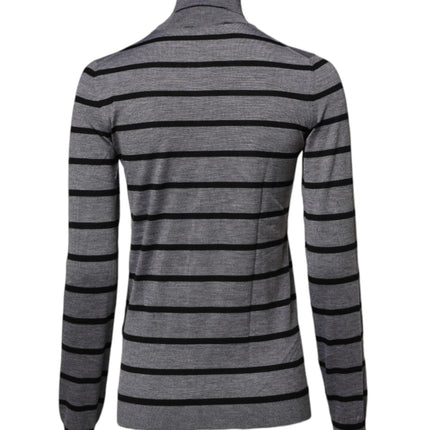 Dolce & Gabbana Gray Floral Embroidery Pullover Sweater