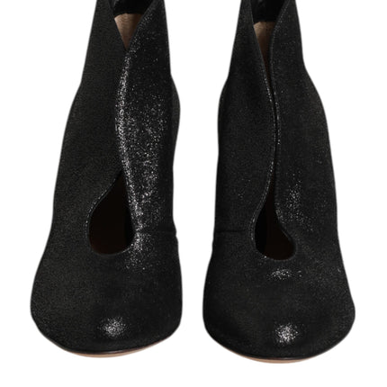 Gianvito Rossi Metallic Black Pump Stiletto Heels Shoes
