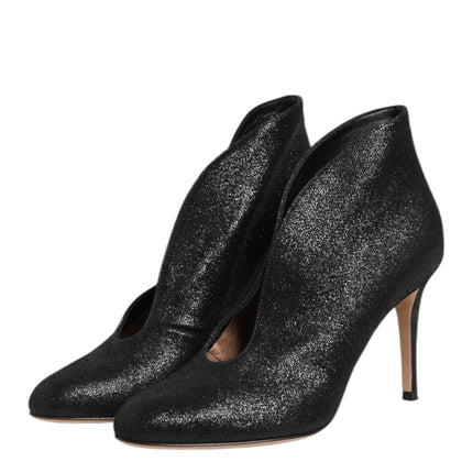 Gianvito Rossi Metallic Black Pump Stiletto Heels Shoes