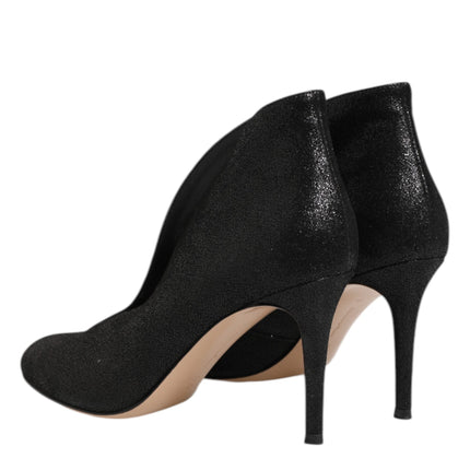 Gianvito Rossi Metallic Black Pump Stiletto Heels Shoes