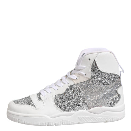 Chiara Ferragni White Silver High Top Women Sneakers Shoes