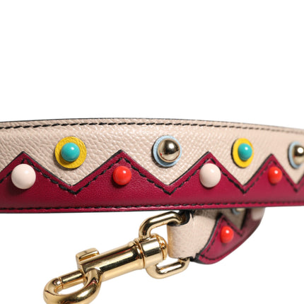 Dolce & Gabbana Beige Red Leather Handbag Accessory Shoulder Strap
