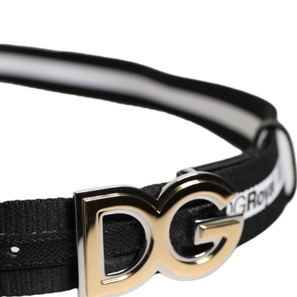 Dolce & Gabbana Black Cotton Metal DG Logo Gold Buckle Belt