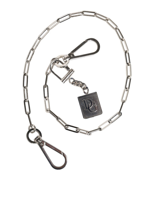 Dolce & Gabbana Silver Tone Metal Chain DG Charm Belt Keychain Dolce & Gabbana