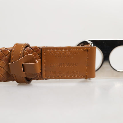 Dolce & Gabbana Brown Braided Metal DG Logo Buckle Belt