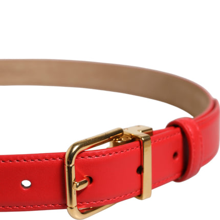 Dolce & Gabbana Red Leather Gold Metal Buckle Cintura Belt