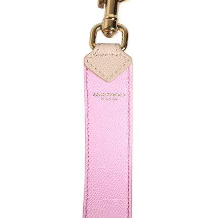 Dolce & Gabbana Beige Pink Leather Handbag Accessory Shoulder Strap