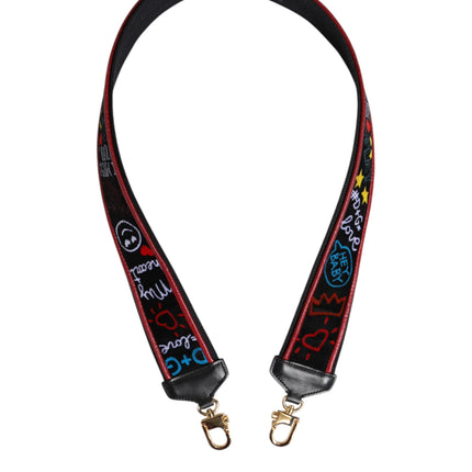 Dolce & Gabbana Black Cotton Printed Women Bag Accessory Shoulder Strap