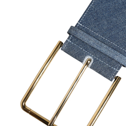 Dolce & Gabbana Two Tone Blue Denim Gold Metal Buckle Belt