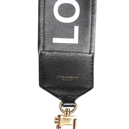 Dolce & Gabbana Black Leopard Print Reversible Bag Shoulder Strap