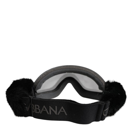 Dolce & Gabbana Black Bi0759 Lace Mirrored Ski Goggles Mask Sunglasses